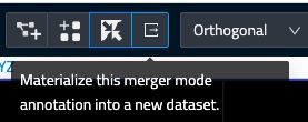 Button to open the Merger mode long-running job modal